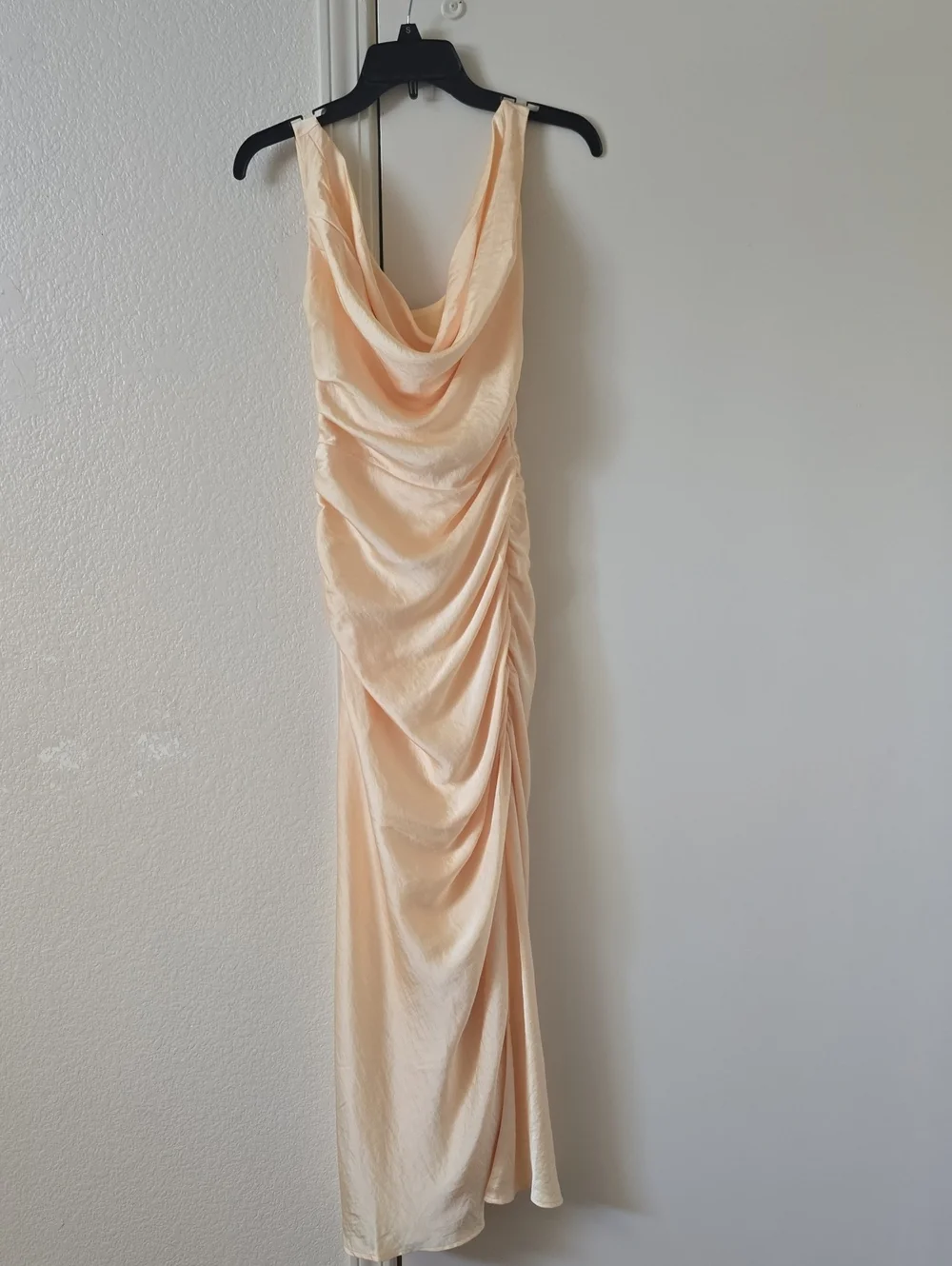 Abercrombie & Fitch Buttery-yellow Satin Cowl Neck Maxi Dress